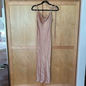 Shona Joy La Lune Bias Cowl Midi Dress in Peach US 6